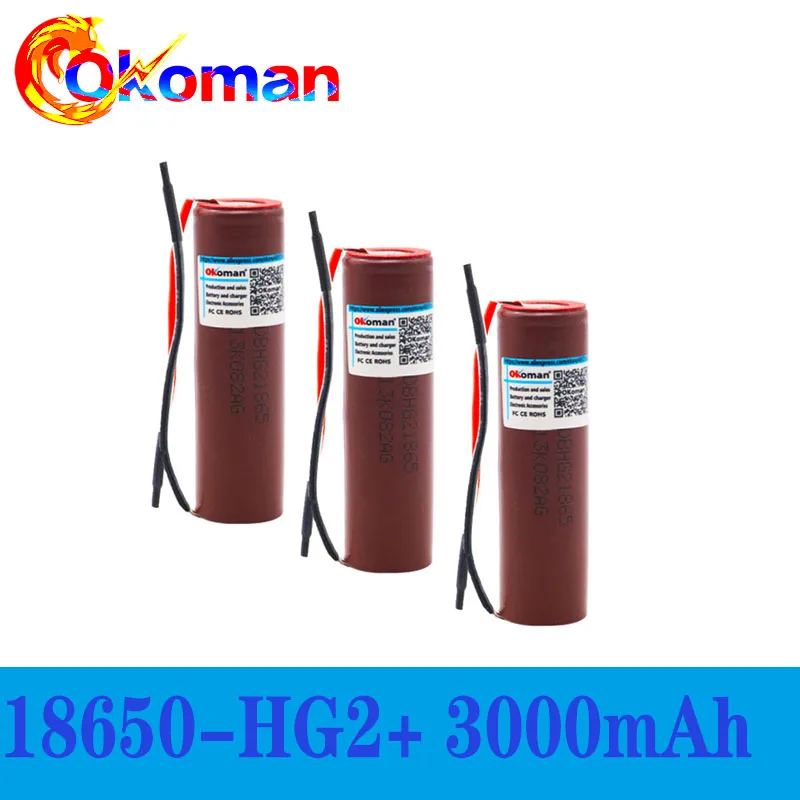 100% Новый оригинальный HG2 3 7 v 3000mah 18650 литиевая аккумуляторная батарея для
