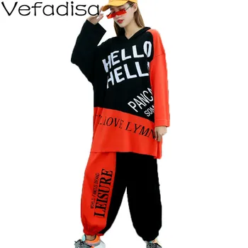 Vefadisa Plus Size Knitted Cotton Two Piece Set Stitching Color Women Set 2020 Autumn Letter Print Hooded Pullover Set QYF3815
Vefadisa Plus Size Knitted Cotton Two Piece Set Stitching Color Women Set 2020 Autumn Letter Print Hooded Pullover Set QYF3815