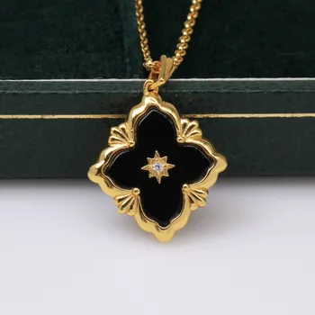 Cmajor Solid Silver Solid Delicate Iuxurious Black Four-leaf Clover Gold Color Pendant Necklaces For Women For St. Patrick's Day
Cmajor Solid Silver Solid Delicate Iuxurious Black Four-leaf Clover Gold Color Pendant Necklaces For Women For St. Patrick's Day