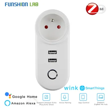 FR ZigBee3.0 Dual USB Wireless Socket Plug SmartThings App Remote Control Echo Plus Voice Control Work with Alexa Google Home
FR ZigBee3.0 Dual USB Wireless Socket Plug SmartThings App Remote Control Echo Plus Voice Control Work with Alexa Google Home
