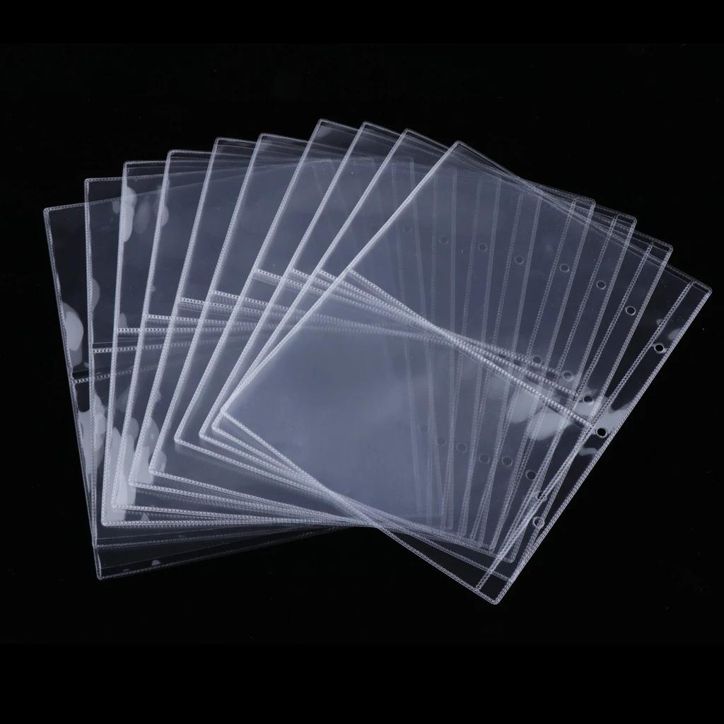 10 Sheet 2-Pockets Paper Money Holder Page Protectors Clear Plastic Sleeves 10 Sheet 2-Pockets Paper Money Holder Page Protectors Clear Plastic Sleeves