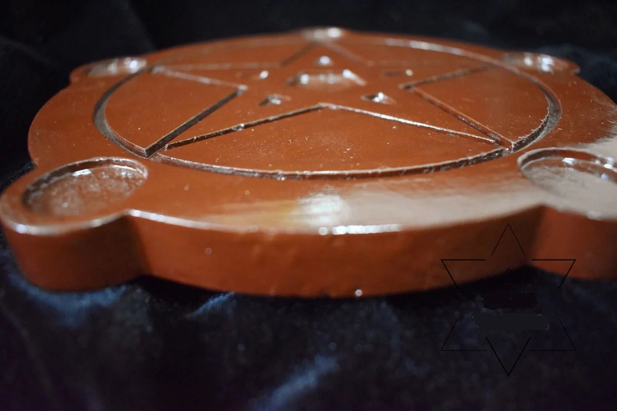 Generic Wood Altar Candle Holders Pentagram Wooden Candlestick With