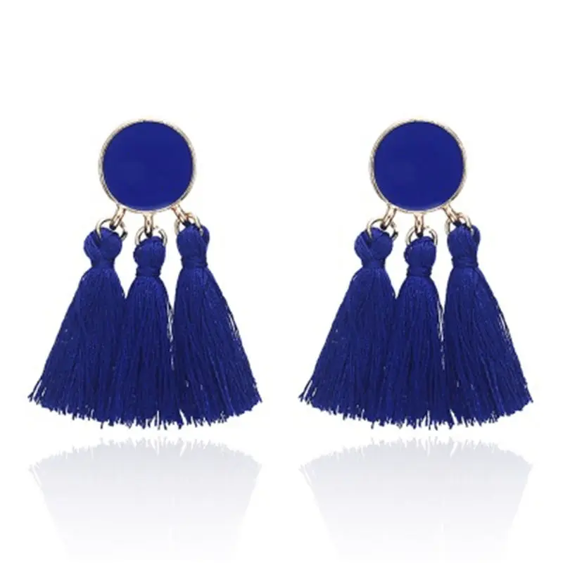 

New Bohemia Tassel Earrings Gold Color Round Drop Earrings for Women Wedding Long Fringed Earring Fashion Statement Jewelry Gift