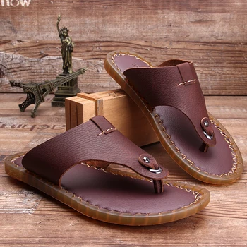 2020 Summer Men's Non-Slip Genuine Leather Flip-flops Sandals British Fashion Handmade Soft Borrom Stitching Slippers
2020 Summer Men's Non-Slip Genuine Leather Flip-flops Sandals British Fashion Handmade Soft Borrom Stitching Slippers