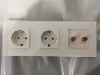 Round Back, EU Power Electric Double Socket Schuko Outlet With 2 way sound audio socket Triple Glass Frame
Round Back, EU Power Electric Double Socket Schuko Outlet With 2 way sound audio socket Triple Glass Frame