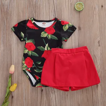 Newborn Infant Rose Printing Short Sleeve Romper Solid Color Shorts Set Baby Girls Round Collar Jumpsuit with Short Trousers 
Newborn Infant Rose Printing Short Sleeve Romper Solid Color Shorts Set Baby Girls Round Collar Jumpsuit with Short Trousers