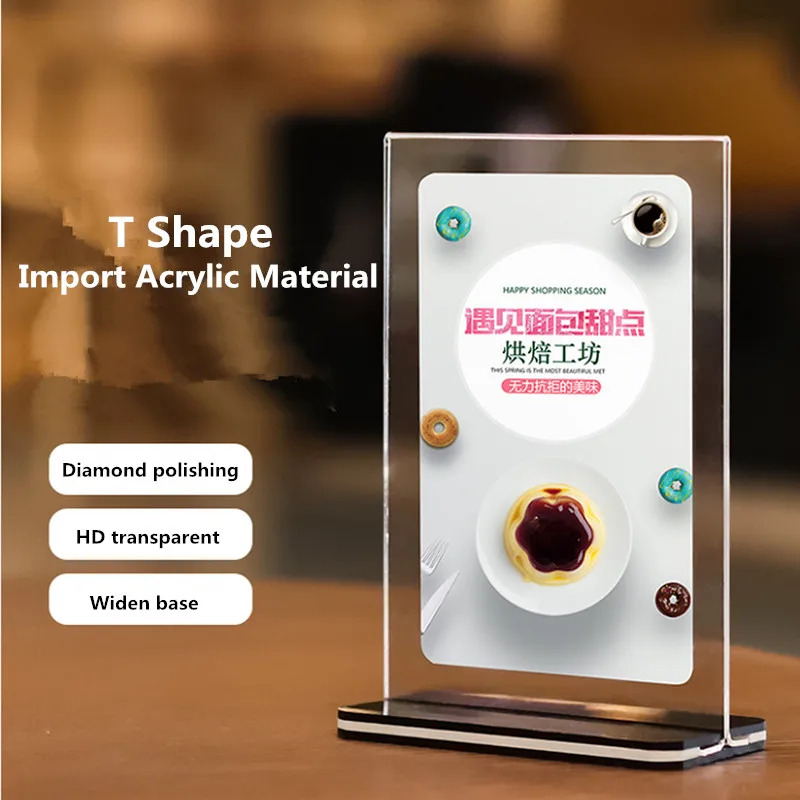 A5 T Shaped Double Sided Acrylic Photo Menu Paper Ad Poster Display Frame Acrylic Sign Holder Stand
A5 T Shaped Double Sided Acrylic Photo Menu Paper Ad Poster Display Frame Acrylic Sign Holder Stand