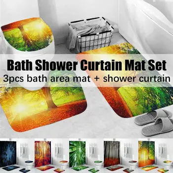 Waterproof 4PCS Shower Curtain Bath Rug Mat Set Rug Toilet Lid Cover Floor Carpet Foot Pad Set For Home Bathroom Accessories
Waterproof 4PCS Shower Curtain Bath Rug Mat Set Rug Toilet Lid Cover Floor Carpet Foot Pad Set For Home Bathroom Accessories