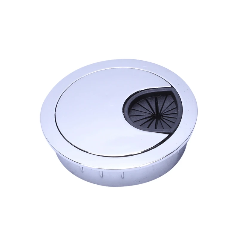 Mirror Finish 50mm Round Grommet Wire Hole Cover Cap for Computer Desk