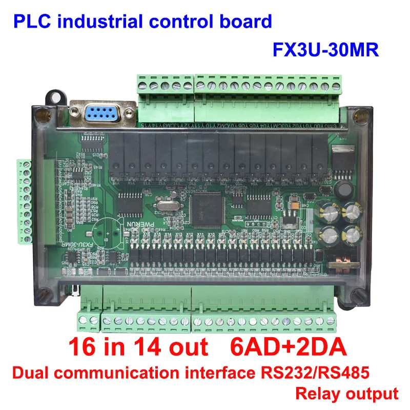 PLC fx3u-30mr industrial control board simple programmable controller type support RS232/RS485 communication add CAN/485/clock
PLC fx3u-30mr industrial control board simple programmable controller type support RS232/RS485 communication add CAN/485/clock