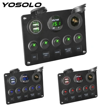 YOSOLO Car Marine LED Rocker Switch Panel Digital Voltmeter Dual USB Port 12V Outlet Combination Waterproof
YOSOLO Car Marine LED Rocker Switch Panel Digital Voltmeter Dual USB Port 12V Outlet Combination Waterproof