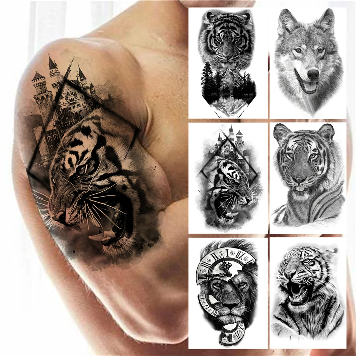 Devil Tiger Leopard Temporary Tattoos For Men Women Adult Realistic Fake Wolf Tatoo Sticker Black Lion Compass Animal Tattoo Arm
Devil Tiger Leopard Temporary Tattoos For Men Women Adult Realistic Fake Wolf Tatoo Sticker Black Lion Compass Animal Tattoo Arm