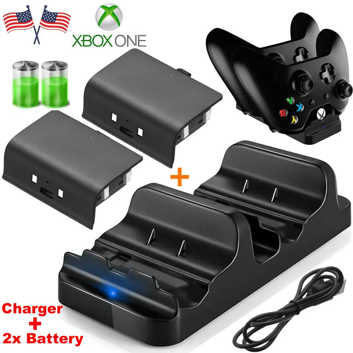 Game Charger Dual Charging Dock Station Controller Charger with 2x Rechargeable Battery Part USB Charging Station for Xbox One
Game Charger Dual Charging Dock Station Controller Charger with 2x Rechargeable Battery Part USB Charging Station for Xbox One
