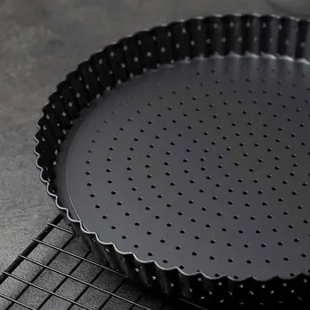 

Perforated Tart Quiche Bakeware Home Pie Non Stick Pizza Pan Round Carbon Steel Multifunctional With Removable Base Baking Tools