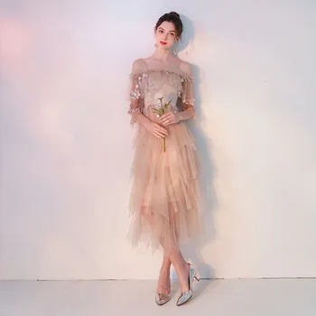 Sexy Off Shoulder Spaghetti Strap Evening Party Gown Elegant Champagne Bridal Wedding Dress Asmmetrical Mesh Dress Lace Vestidos
Sexy Off Shoulder Spaghetti Strap Evening Party Gown Elegant Champagne Bridal Wedding Dress Asmmetrical Mesh Dress Lace Vestidos