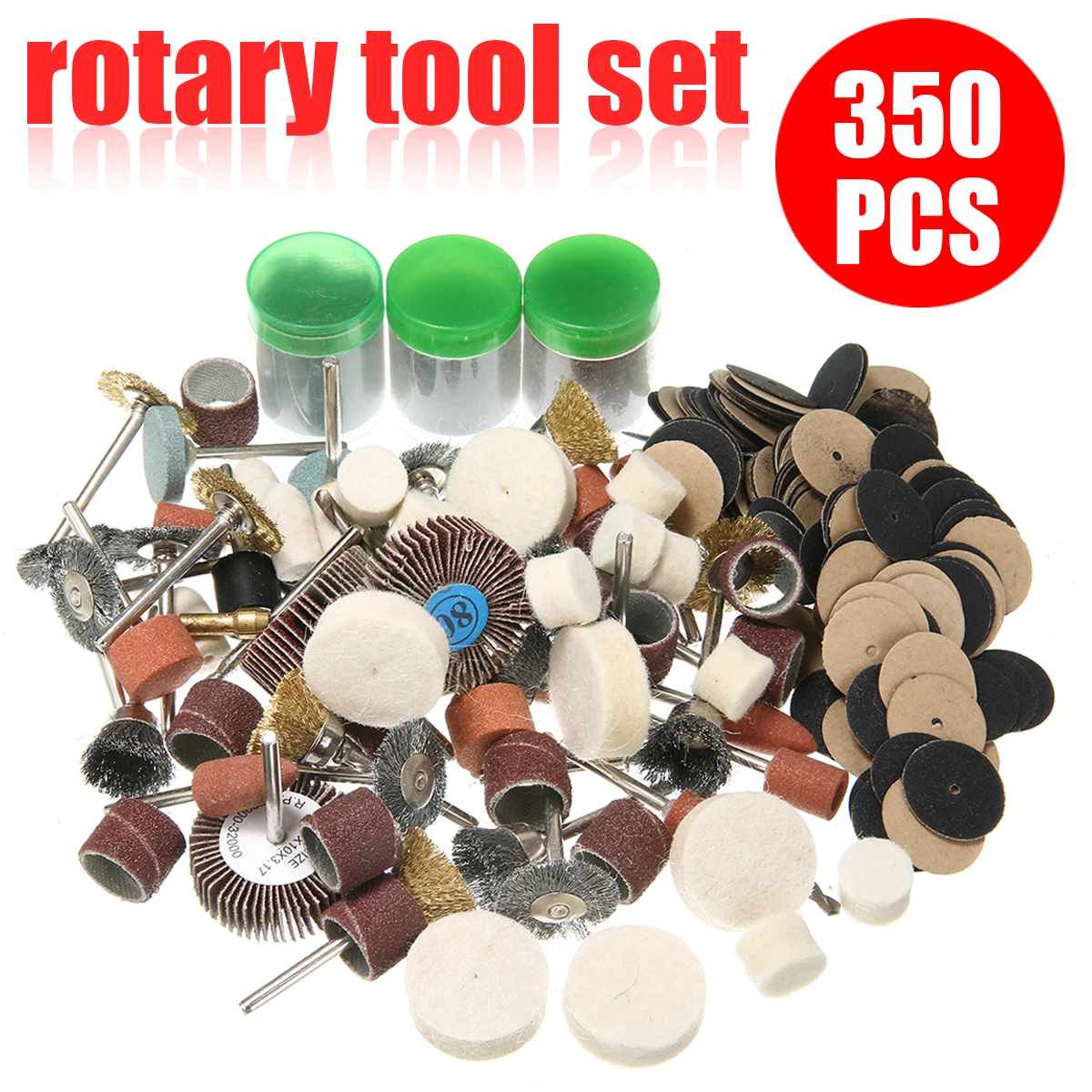 350pcs Multipurpose Rotary Tool Kit Wood Metal Working DIY Accessory Set Sanding disc Grinding Polishing Wheel Abrasive Tool
350pcs Multipurpose Rotary Tool Kit Wood Metal Working DIY Accessory Set Sanding disc Grinding Polishing Wheel Abrasive Tool