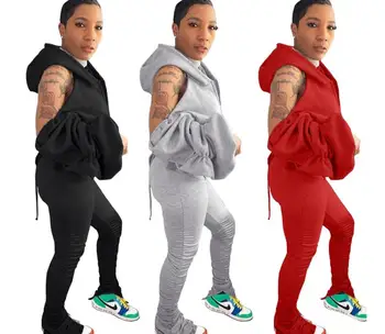 Women's Set Open Back Hooded Puff Sleeve Tops Stacked Slit Pants Suit Active Wear Tracksuit Two Piece Set Fitness Outfit
Women's Set Open Back Hooded Puff Sleeve Tops Stacked Slit Pants Suit Active Wear Tracksuit Two Piece Set Fitness Outfit