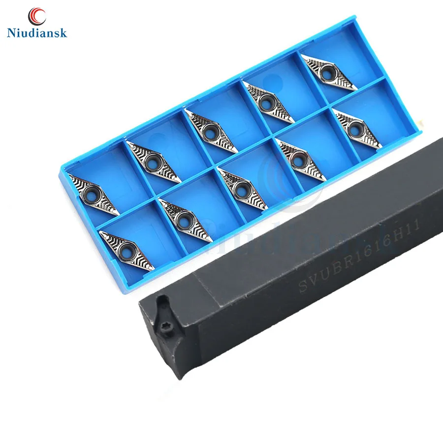 1pc SVUBR1616H11 Outer Circle Turning Tool Holder SVUBR2020K11 Arbor SVUBL CNC Lathe Tools + 10pcs VBGT1103 Carbide Inserts Suit
1pc SVUBR1616H11 Outer Circle Turning Tool Holder SVUBR2020K11 Arbor SVUBL CNC Lathe Tools + 10pcs VBGT1103 Carbide Inserts Suit