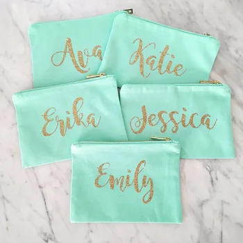 Bridesmaid Makeup Bag, Personalized Mrs Makeup Bag, Bridesmaid Gift, Personalized Pouch, Mint and Gold Canvas Bag, MANY COLORS
Bridesmaid Makeup Bag, Personalized Mrs Makeup Bag, Bridesmaid Gift, Personalized Pouch, Mint and Gold Canvas Bag, MANY COLORS