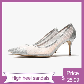 High Heels Lace Sandals Women Gladiator 7cm 2020 TOP Fashion Spring crystal woman fashion Sexy ladies Show office Silver shoes
High Heels Lace Sandals Women Gladiator 7cm 2020 TOP Fashion Spring crystal woman fashion Sexy ladies Show office Silver shoes