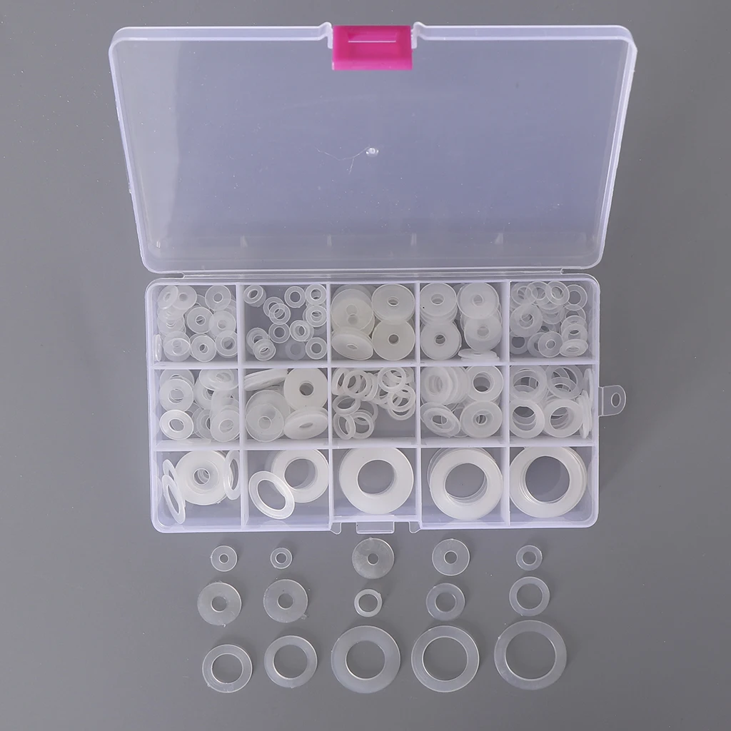 250pcs Seal O-ring Set White Nylon Washer Assortment F/Hydraulic Plumbing 250pcs Seal O-ring Set White Nylon Washer Assortment F/Hydraulic Plumbing