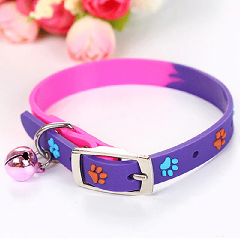 Hot 1Pc Rubber Rainbow Color Three-dimensional Paw Print Safety Adjustable Pet Dog Collars With Bell For Small Dog High Quality
Hot 1Pc Rubber Rainbow Color Three-dimensional Paw Print Safety Adjustable Pet Dog Collars With Bell For Small Dog High Quality