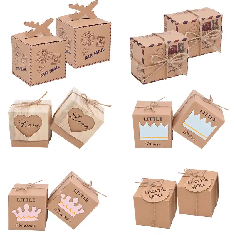 10pcs gift boxes kraft paper candy box wedding favors baby