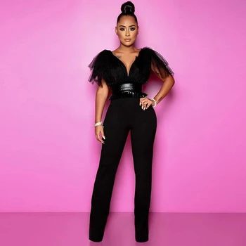 Fashion 2020 New Summer Black Jumpsuit Women's Party Elegant V-neck Sleeveless Lace-paneled Leather Straight Vestidos jumpsuit
Fashion 2020 New Summer Black Jumpsuit Women's Party Elegant V-neck Sleeveless Lace-paneled Leather Straight Vestidos jumpsuit