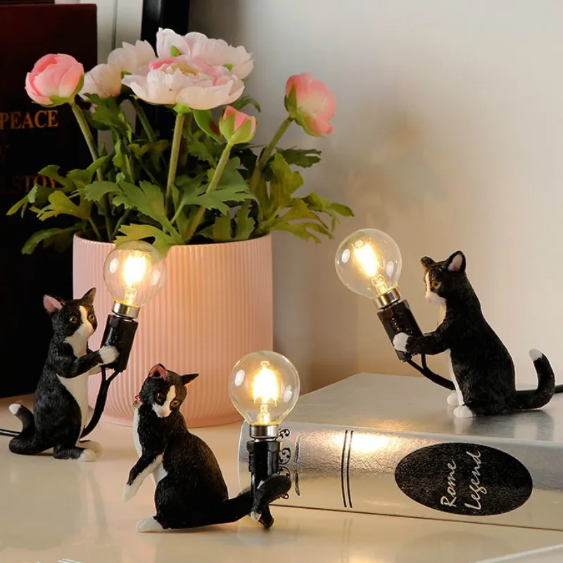 Lampe nordique en résine avec animaux, lampe de Table en forme de chat, luminaire décoratif idéal pour un salon, une chambre d'enfant ou une Table de chevet Lampe nordique en résine avec animaux, lampe de Table en forme de chat, luminaire décoratif idéal pour un salon, une chambre d'enfant ou une Table de chevet