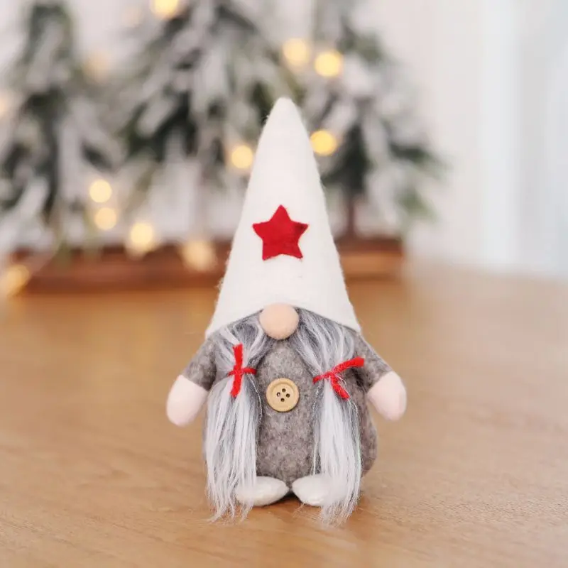 

Merry Christmas Star Hat Swedish Santa Gnome Plush Doll Ornaments Handmade Toy Holiday Home Party Decoration 634E