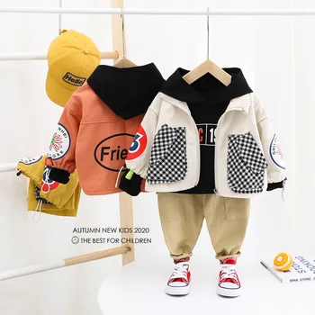 Toddler Boy Child Clothes Plaid Big Pocket Coat+ Hooded Top + Pants Three-piece Kids Long Sleeve Clothing Handsome Baby Dropping
Toddler Boy Child Clothes Plaid Big Pocket Coat+ Hooded Top + Pants Three-piece Kids Long Sleeve Clothing Handsome Baby Dropping
