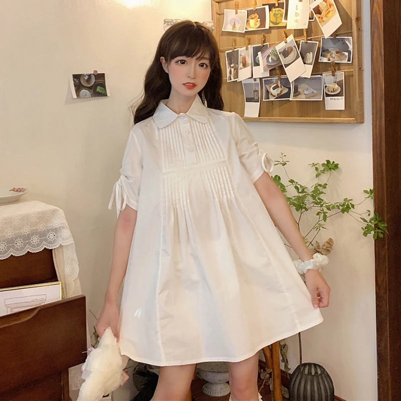 Dress 2020 Summer New Japanese College Style Lapel Pleated Drawstring Lace-up Short Sleeve Short-Height Girl's Dress
Dress 2020 Summer New Japanese College Style Lapel Pleated Drawstring Lace-up Short Sleeve Short-Height Girl's Dress