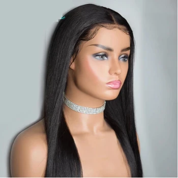 

Remy Jet Black 13x6 lace Part Human Wig For Long Silky Straight Natural Hairline Wig For Black Women Cosplay Wig Daily Wig