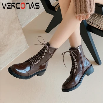 VERCONAS Autumn Winter Fashion Women Ankle Boots Popular Cross-Tied Rivets Genuine Leather Zip Martin Boots Short Boots Woman
VERCONAS Autumn Winter Fashion Women Ankle Boots Popular Cross-Tied Rivets Genuine Leather Zip Martin Boots Short Boots Woman