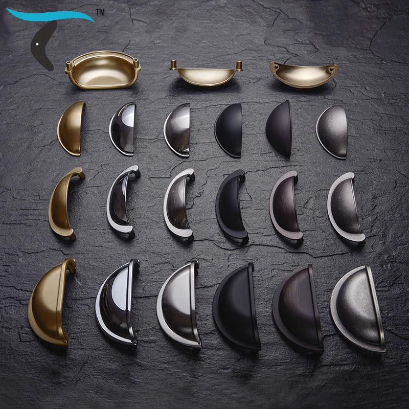 High-end shell handle cabinet drawer gold silver black ear semi-circular zinc alloy retro handle
High-end shell handle cabinet drawer gold silver black ear semi-circular zinc alloy retro handle