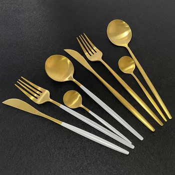 24Pcs Gold Cutlery Set 18/10 Stainless Steel Dinnerware Set Knife Fork Spoon Tableware Set Party Kitchen Flatware Silverware Set
24Pcs Gold Cutlery Set 18/10 Stainless Steel Dinnerware Set Knife Fork Spoon Tableware Set Party Kitchen Flatware Silverware Set