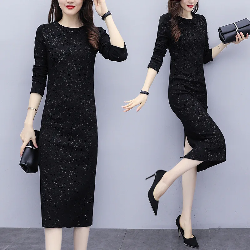 Plus Velvet/Not plus Velvet Large Size Dress Autumn And Winter Base Dress Large GIRL'S Plus-sized Bronze Back Slit Skirt
Plus Velvet/Not plus Velvet Large Size Dress Autumn And Winter Base Dress Large GIRL'S Plus-sized Bronze Back Slit Skirt