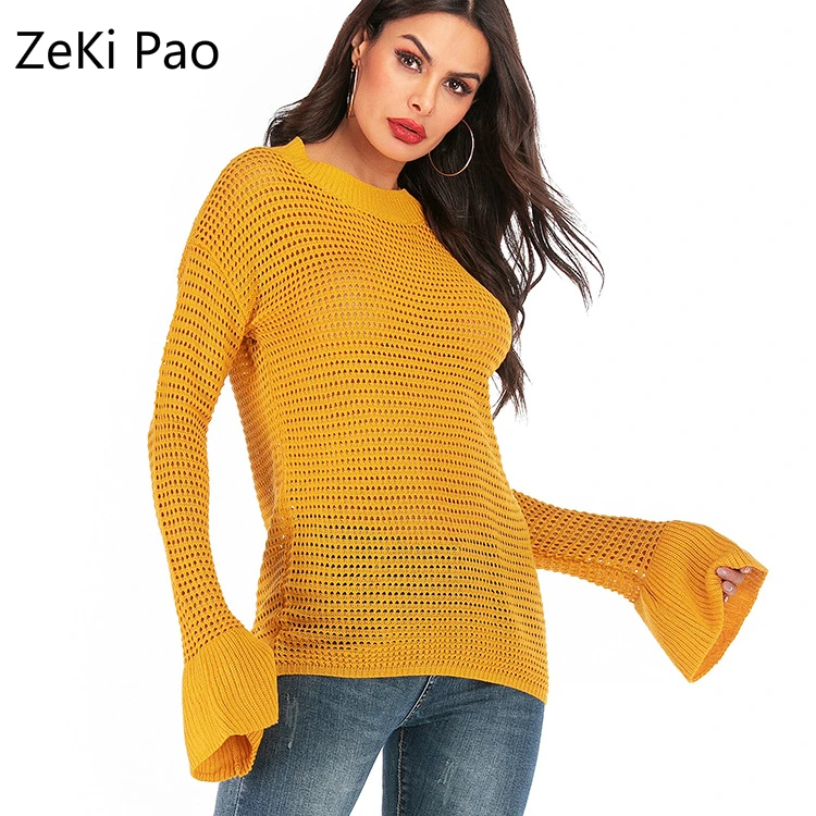 Spring and Autumn Sweater Women's Retro Round Neck Flared Sleeves Sweaters Women's Stretch Slim Waist Knitted Sweaters
Spring and Autumn Sweater Women's Retro Round Neck Flared Sleeves Sweaters Women's Stretch Slim Waist Knitted Sweaters