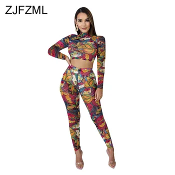 Character Print Sexy 2 Piece Set Women Tracksuit High Necked Long Sleeve Crop Top And Pencil Pant Sweatsuit High Street Outfit 
Character Print Sexy 2 Piece Set Women Tracksuit High Necked Long Sleeve Crop Top And Pencil Pant Sweatsuit High Street Outfit