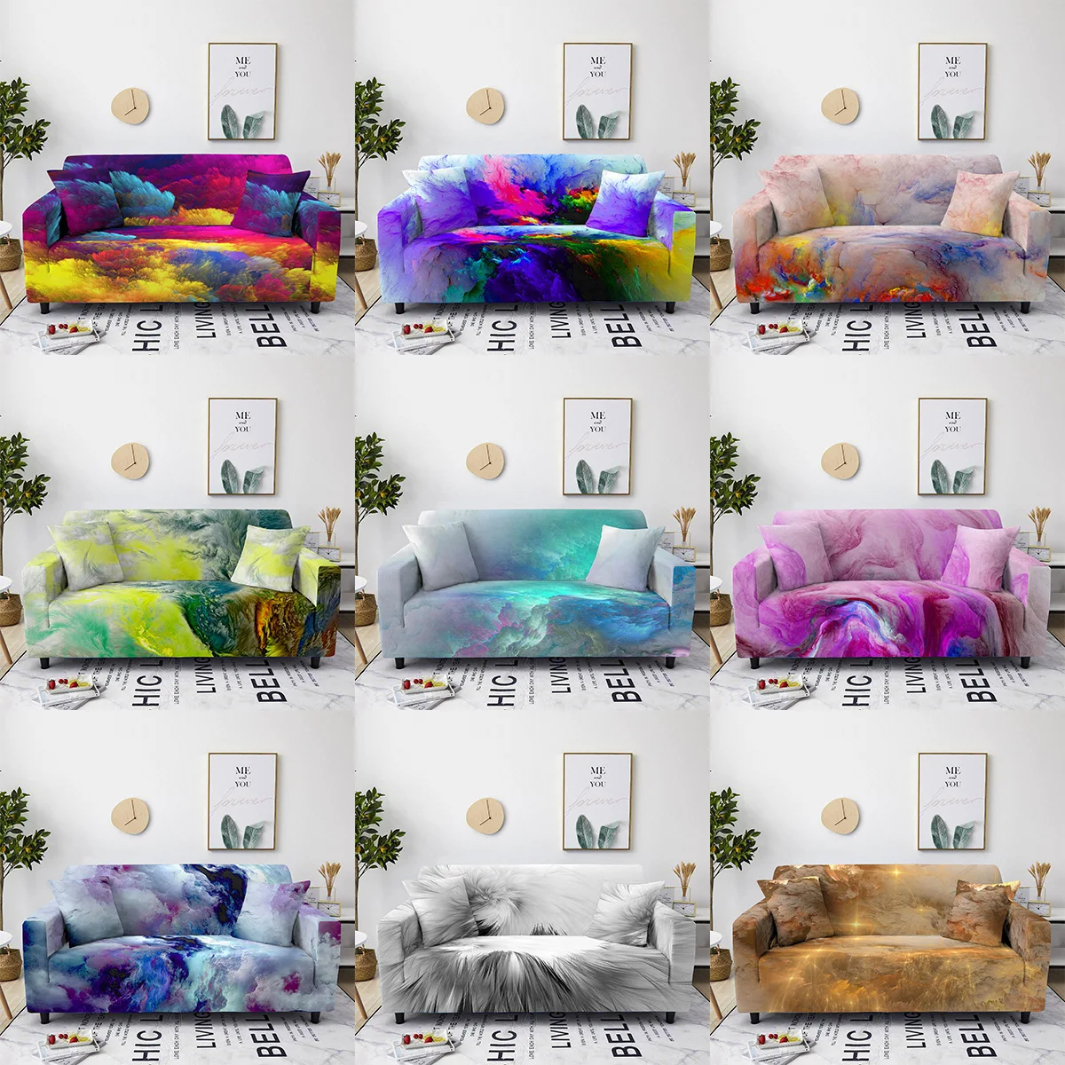 

Adjustable Geometric Sofas Chaise Covers Lounge Sectional Couch Corner Sofa Slipcover Mat Furniture Protector Elastic Sofa Cover