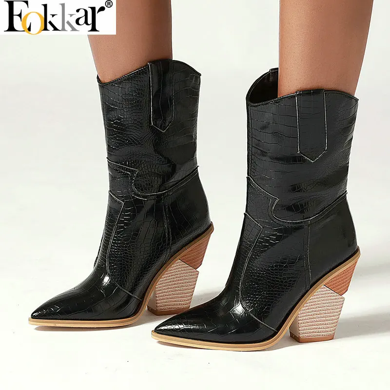 Eokkar 2020 Women Cowboy Ankle boots Pointed toe Stacked Heel Western Mid calf Boots All Match Winter Cowgirl Boots Plus Size 45
Eokkar 2020 Women Cowboy Ankle boots Pointed toe Stacked Heel Western Mid calf Boots All Match Winter Cowgirl Boots Plus Size 45