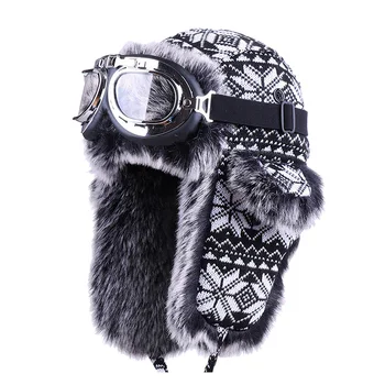 Bomber Hats with Goggles Winter Russian Ushanka Faux Rabbit Fur Snow Cap Wool Knit Earflaps Aviator Trooper Trapper Hat
Bomber Hats with Goggles Winter Russian Ushanka Faux Rabbit Fur Snow Cap Wool Knit Earflaps Aviator Trooper Trapper Hat