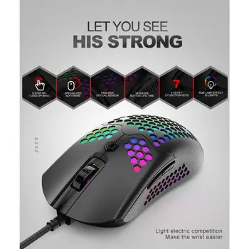 M5 Hollow-out Honeycomb Shell Gaming Mouse Colorful RGB Backlit Light Wired Mice with 7 Buttons for Game Lovers Accessories
M5 Hollow-out Honeycomb Shell Gaming Mouse Colorful RGB Backlit Light Wired Mice with 7 Buttons for Game Lovers Accessories