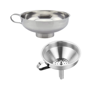 2Pcs Funnel Durable Stainless Steel Kitchen Funnels with Strainer-perfect for Transferring of Spices Liquid-Dropship
2Pcs Funnel Durable Stainless Steel Kitchen Funnels with Strainer-perfect for Transferring of Spices Liquid-Dropship
