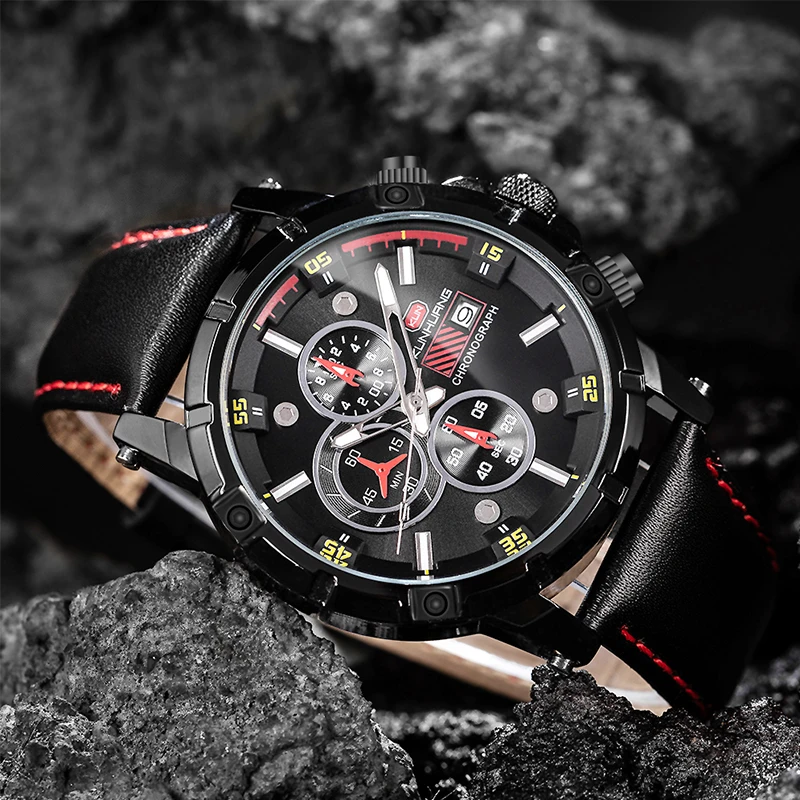 New Men's Watch Sports Three-eye Six-pin Multi-function Sport Watch 23MM waterproof Calendar Stainless Steel Quartz Wristwatches
New Men's Watch Sports Three-eye Six-pin Multi-function Sport Watch 23MM waterproof Calendar Stainless Steel Quartz Wristwatches