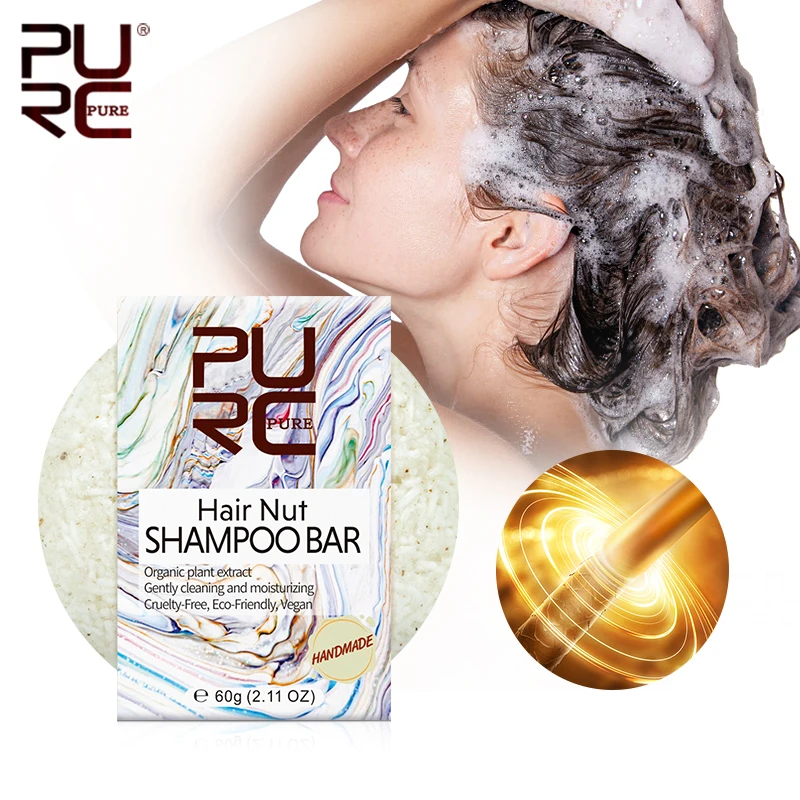 

11.11 PURC New Arrivals Natural Hair nut Shampoo Bar Handmade Cold Processed Deep Cleaning & Nourishing Solid shampoo Hair Care
