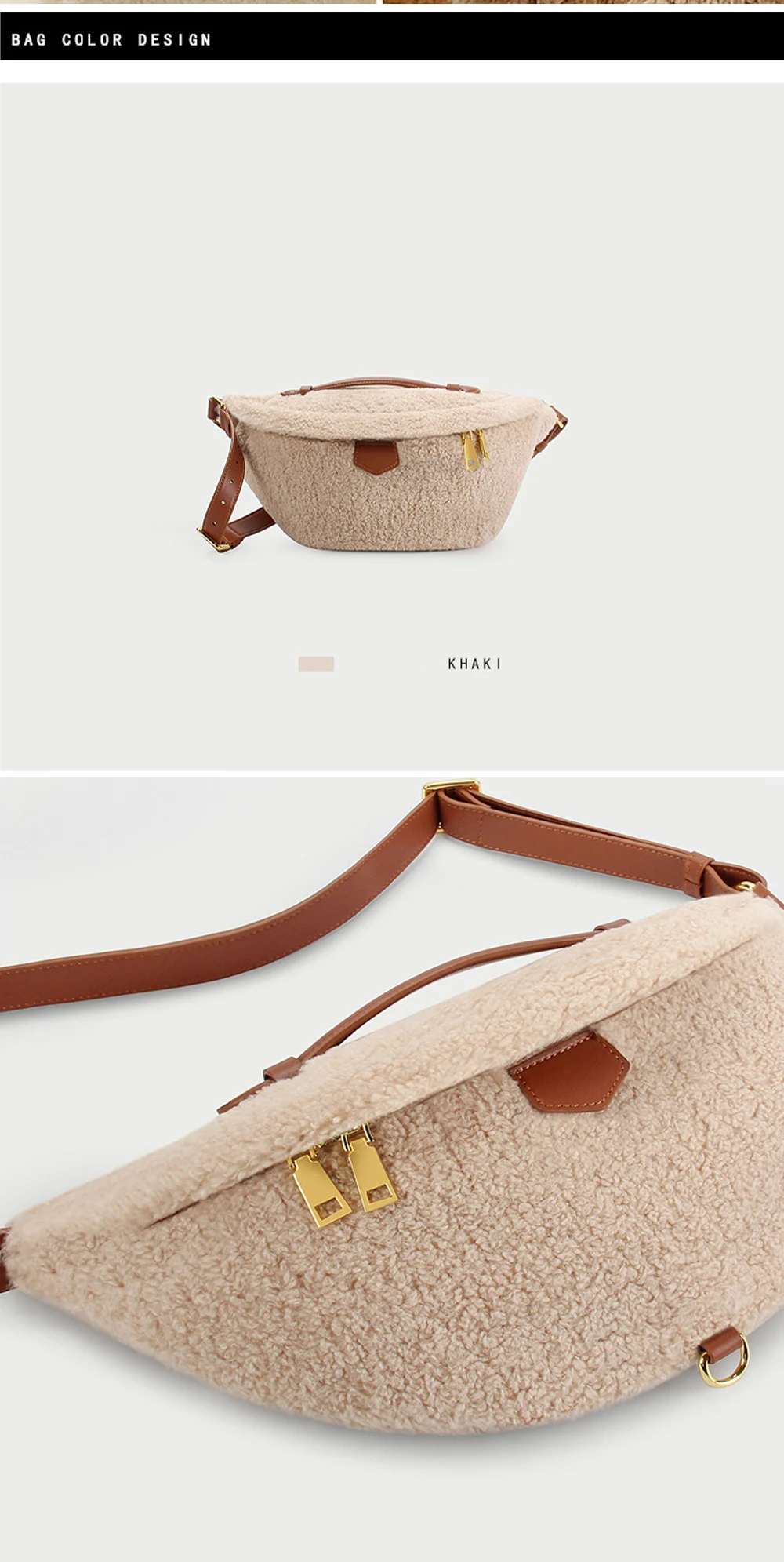 Plumn Lamb Waist Bag Crossbite Chest Bag Women's One Shoulder Portable Backpack Plumn Lamb Waist Bag Crossbite Chest Bag Women's One Shoulder Portable Backpack