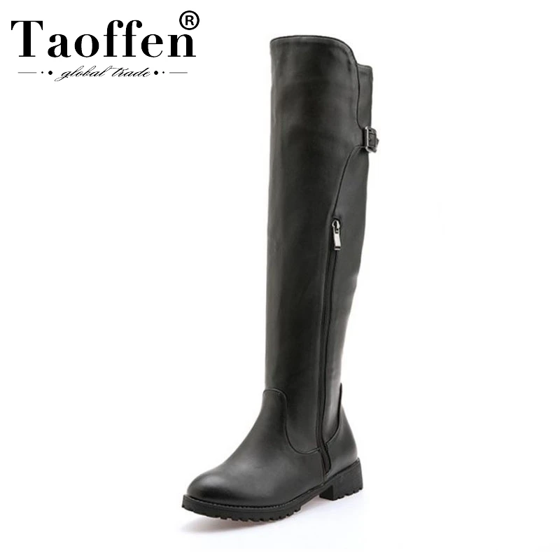 Taoffen Plus Size 33-50 Women Over Knee Boots Buckle Zipper Winter Flats Boots Warm Black White Shoes Woman Simple Footwear
Taoffen Plus Size 33-50 Women Over Knee Boots Buckle Zipper Winter Flats Boots Warm Black White Shoes Woman Simple Footwear