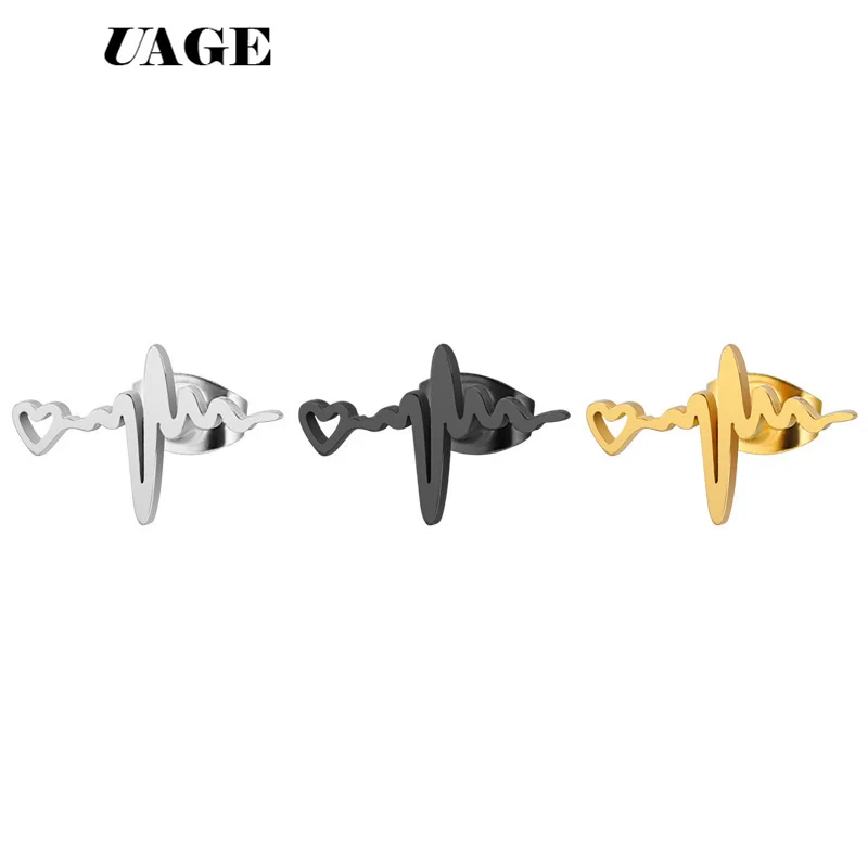 UAGE Fashion Gold Heartbeat Stud Earrings ECG Medical Stainless Steel Jewelry For Nurse Doctor Cute Women Earrings bijoux
UAGE Fashion Gold Heartbeat Stud Earrings ECG Medical Stainless Steel Jewelry For Nurse Doctor Cute Women Earrings bijoux