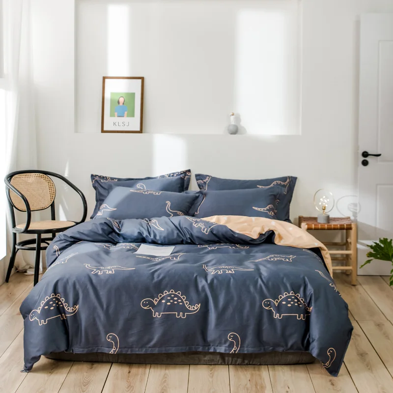 Dinosaur 78"x90" Quilt Cover Set by flat sheet pillow case 100% cotton kids 4pcs grey bedding set
Dinosaur 78"x90" Quilt Cover Set by flat sheet pillow case 100% cotton kids 4pcs grey bedding set